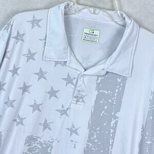 OG Obnoxious Golf Polo Shirt Men XL White Gray Performance USA Flag Patriotic